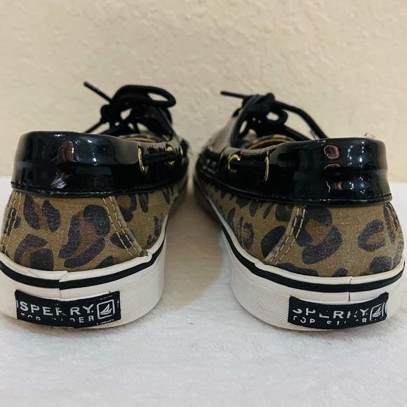 Sperry Topsider Woman’s Leopard Animal Print Boat Shoes With Patent  8.5 EUC - Picture 5 of 6
